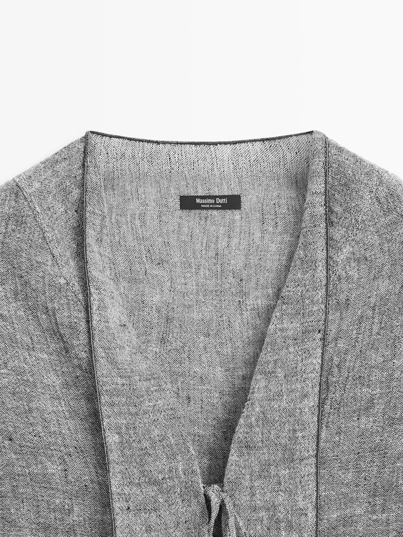 Блуза из льняной смеси с завязками