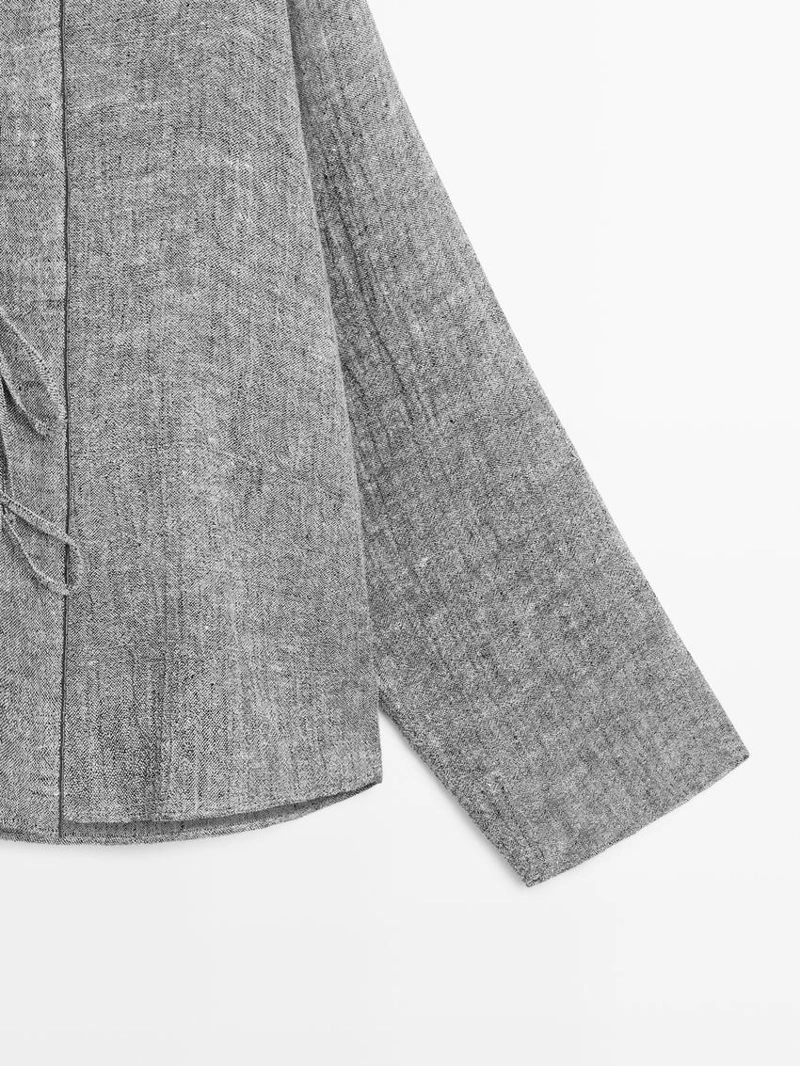 Блуза из льняной смеси с завязками