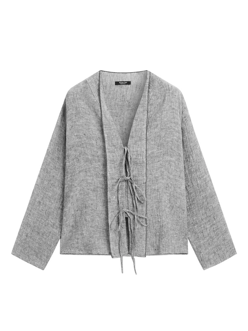 Блуза из льняной смеси с завязками