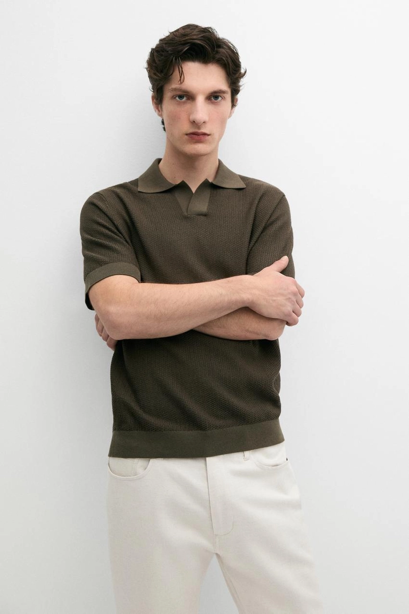 Поло свитер с воротником стойкой из 100% хлопка