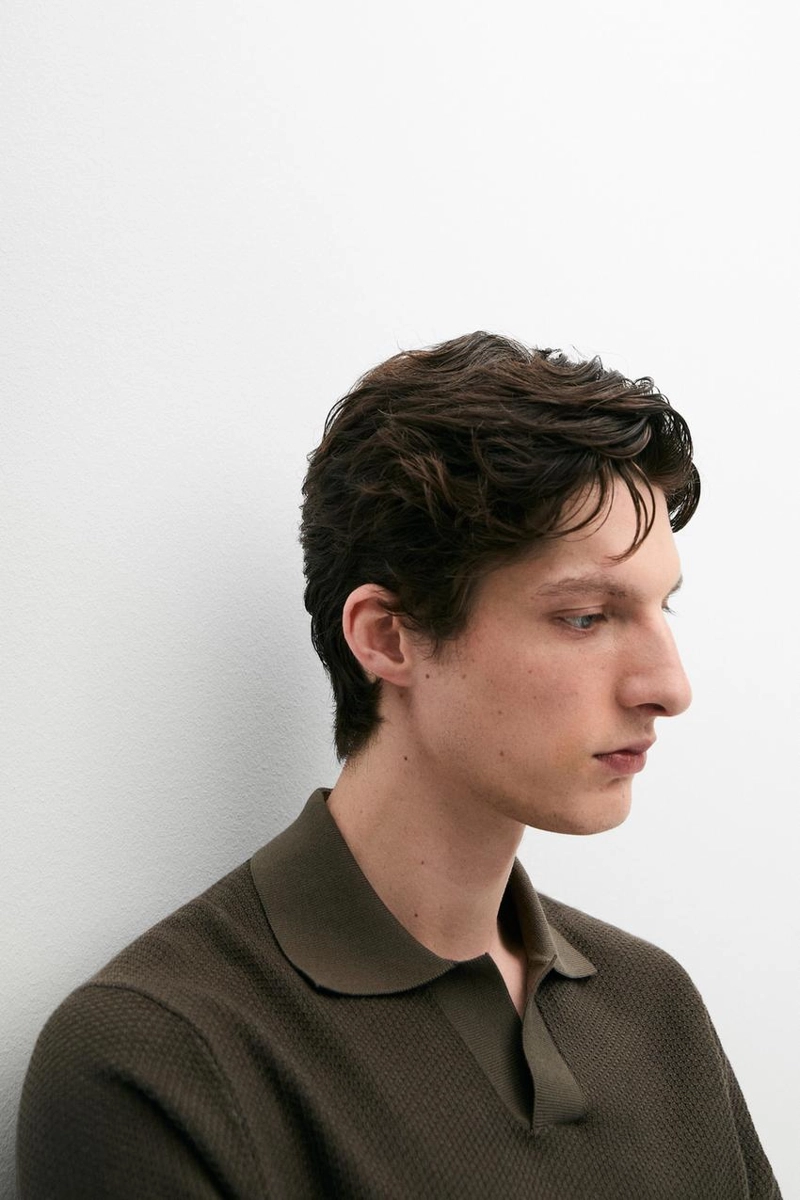 Поло свитер с воротником стойкой из 100% хлопка