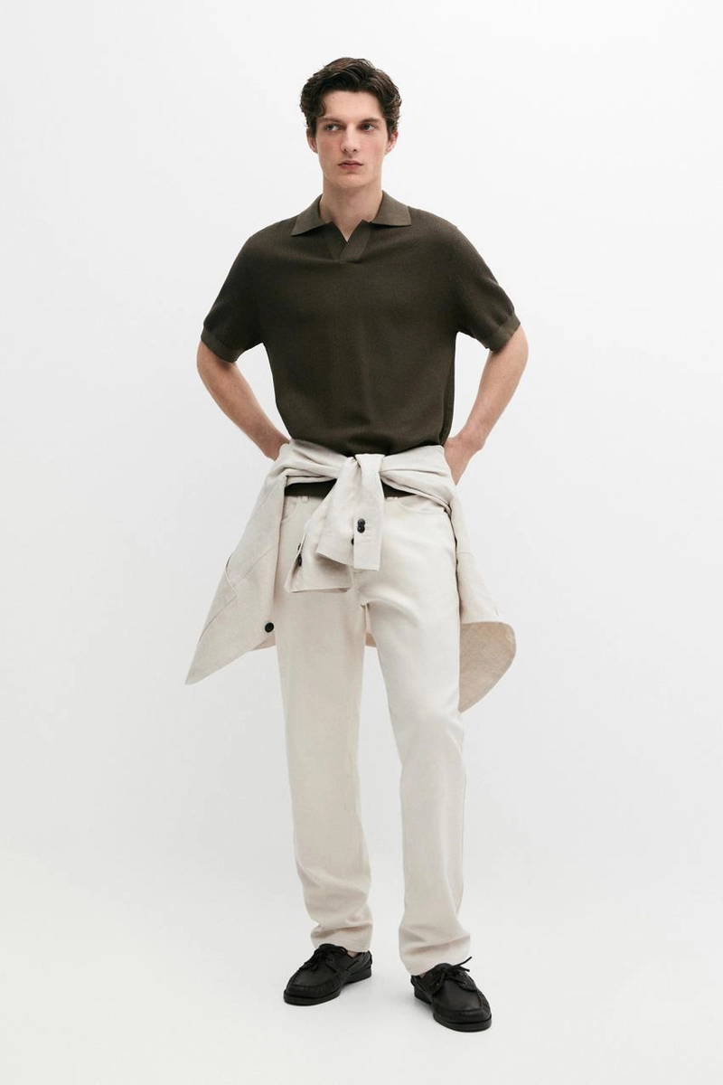 Поло свитер с воротником стойкой из 100% хлопка