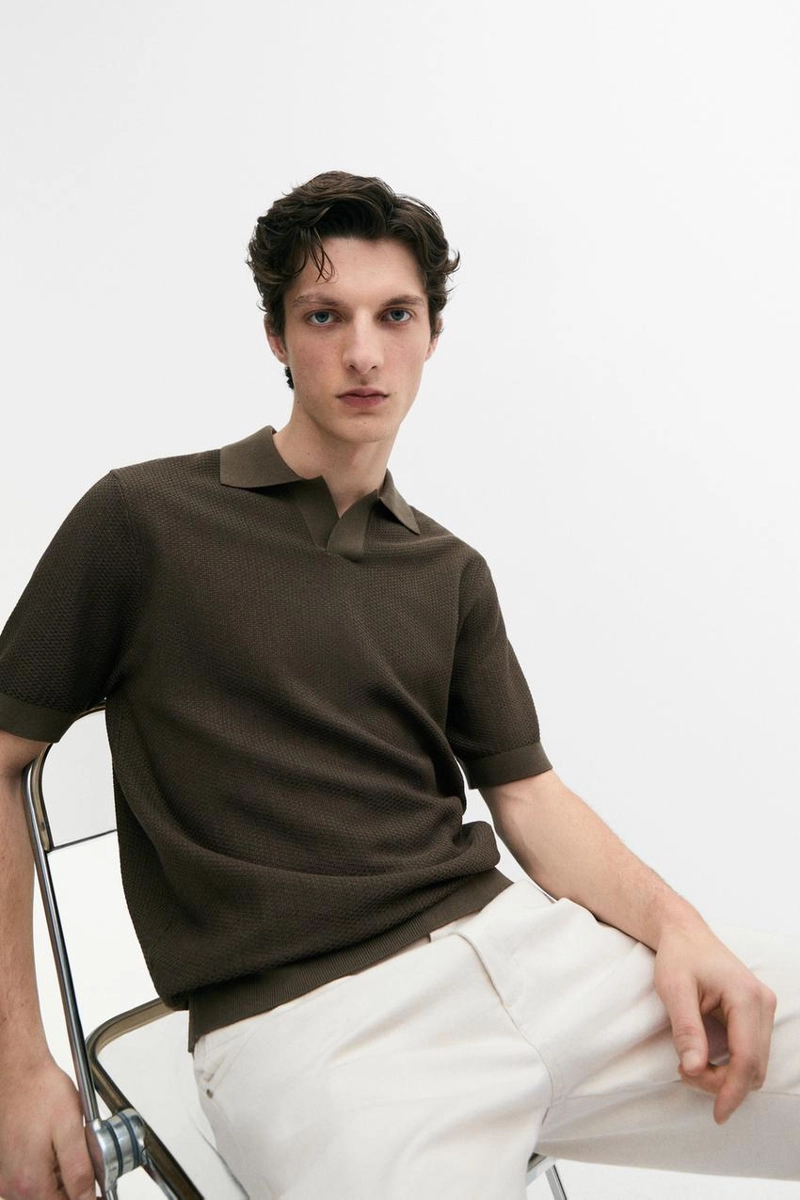 Поло свитер с воротником стойкой из 100% хлопка