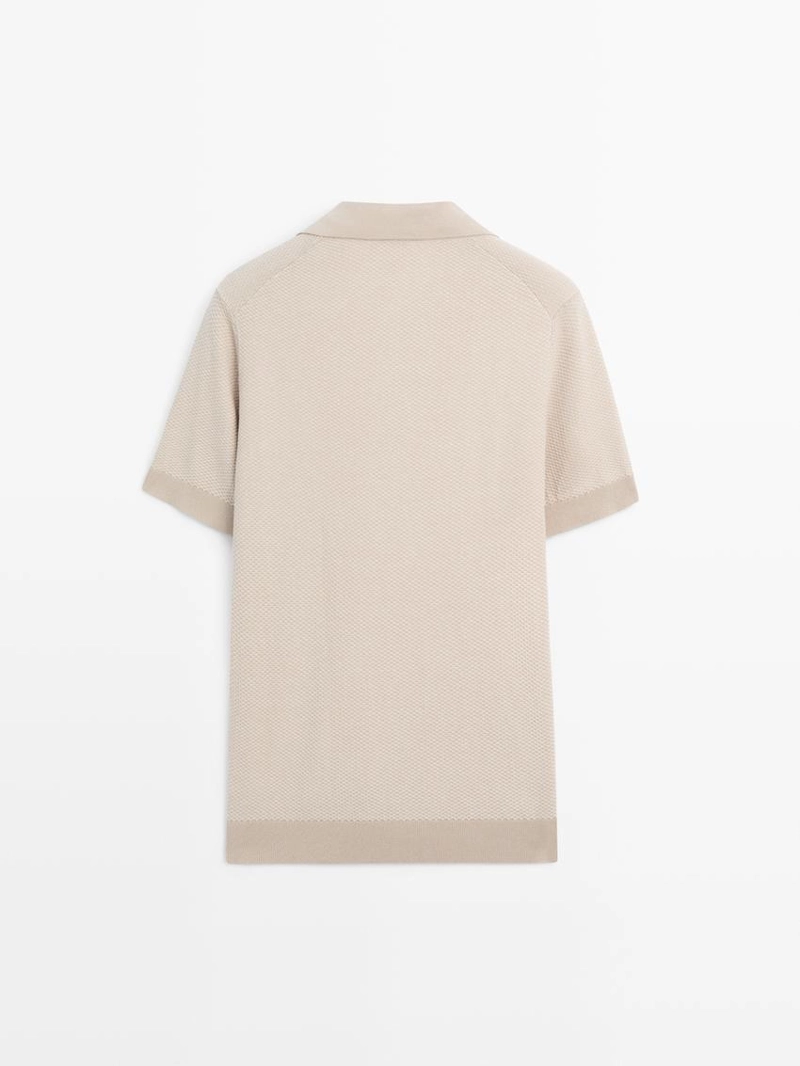 Поло-свитер из текстурированного вязаного хлопка 100%