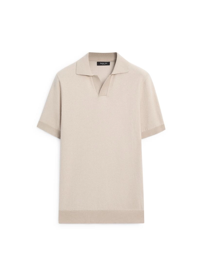 Поло-свитер из текстурированного вязаного хлопка 100%