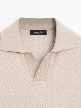 Поло-свитер из текстурированного вязаного хлопка 100%- Заказать в России