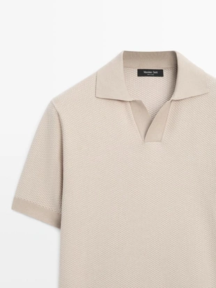 Поло-свитер из текстурированного вязаного хлопка 100%- Заказать в России