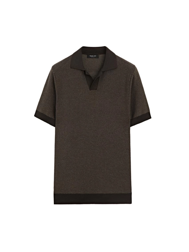 Свитер-поло из текстурированного вязаного хлопка 100%