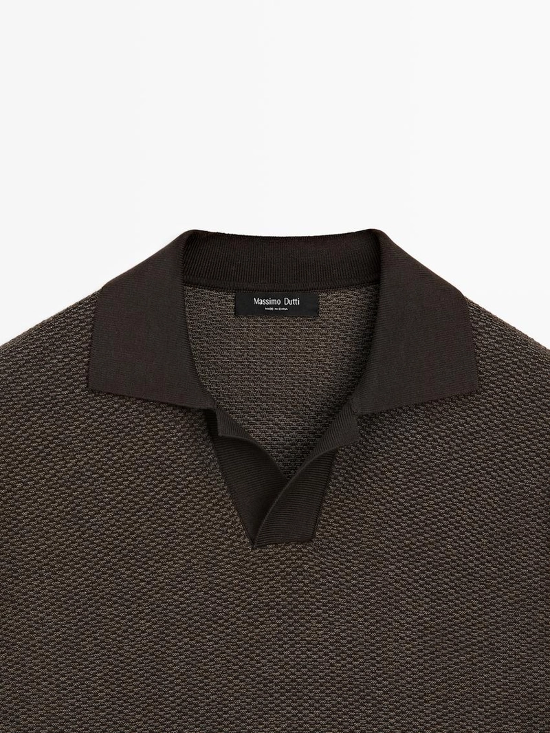 Свитер-поло из текстурированного вязаного хлопка 100%