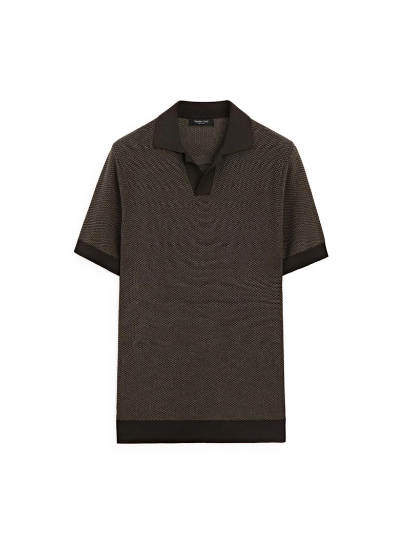 Свитер-поло из текстурированного вязаного хлопка 100%