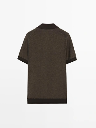 Свитер-поло из текстурированного вязаного хлопка 100%- Заказать в России