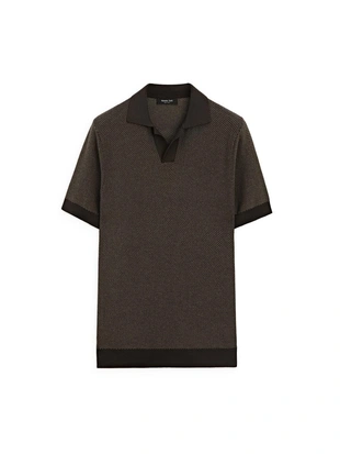 Свитер-поло из текстурированного вязаного хлопка 100%- Заказать в России