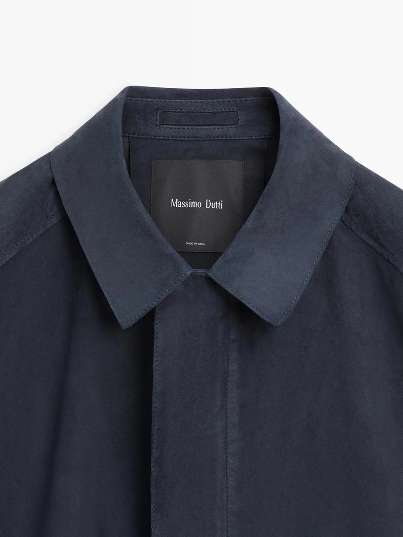 Замшевая кожаная куртка с карманами