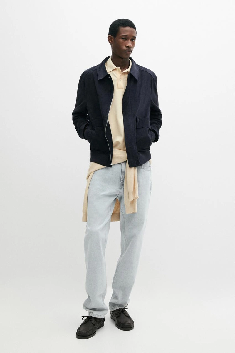 Замшевая кожаная куртка с карманами