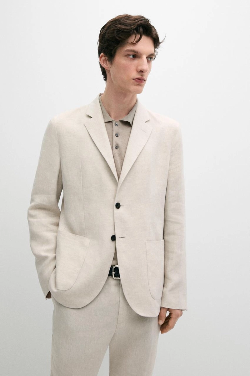 Пиджак из льна с карманами