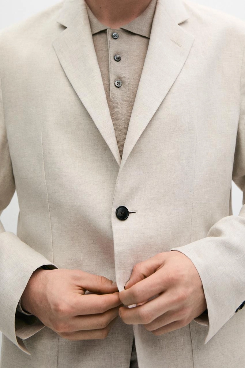 Пиджак из льна с карманами