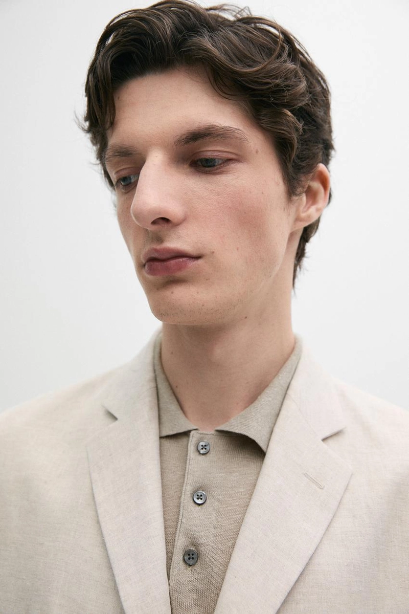 Пиджак из льна с карманами