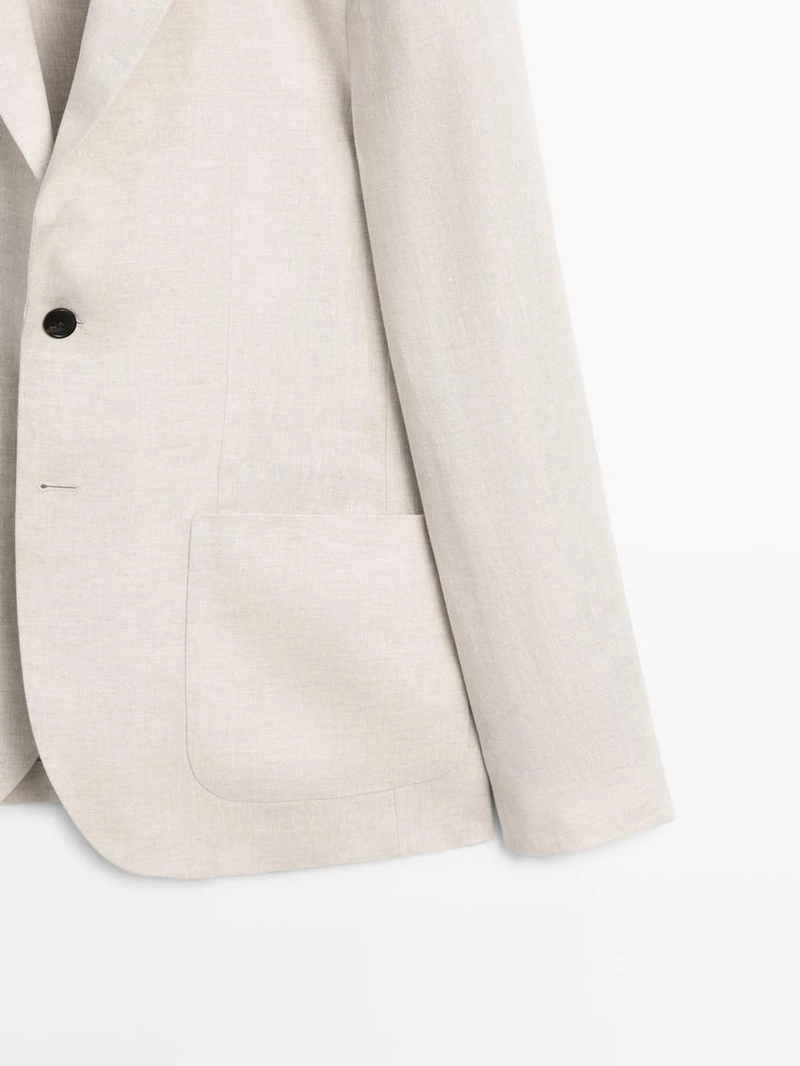 Пиджак из льна с карманами