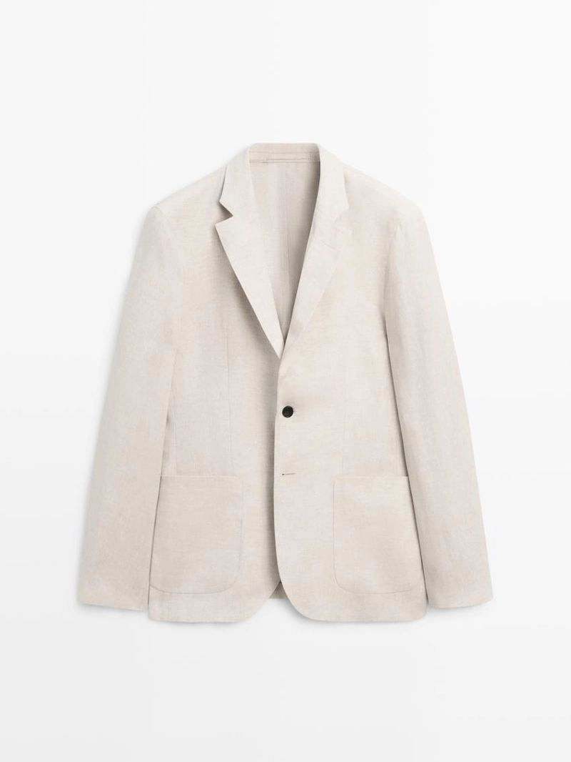 Пиджак из льна с карманами