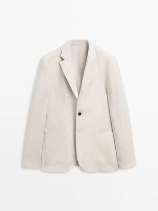 Пиджак из льна с карманами- Заказать в России