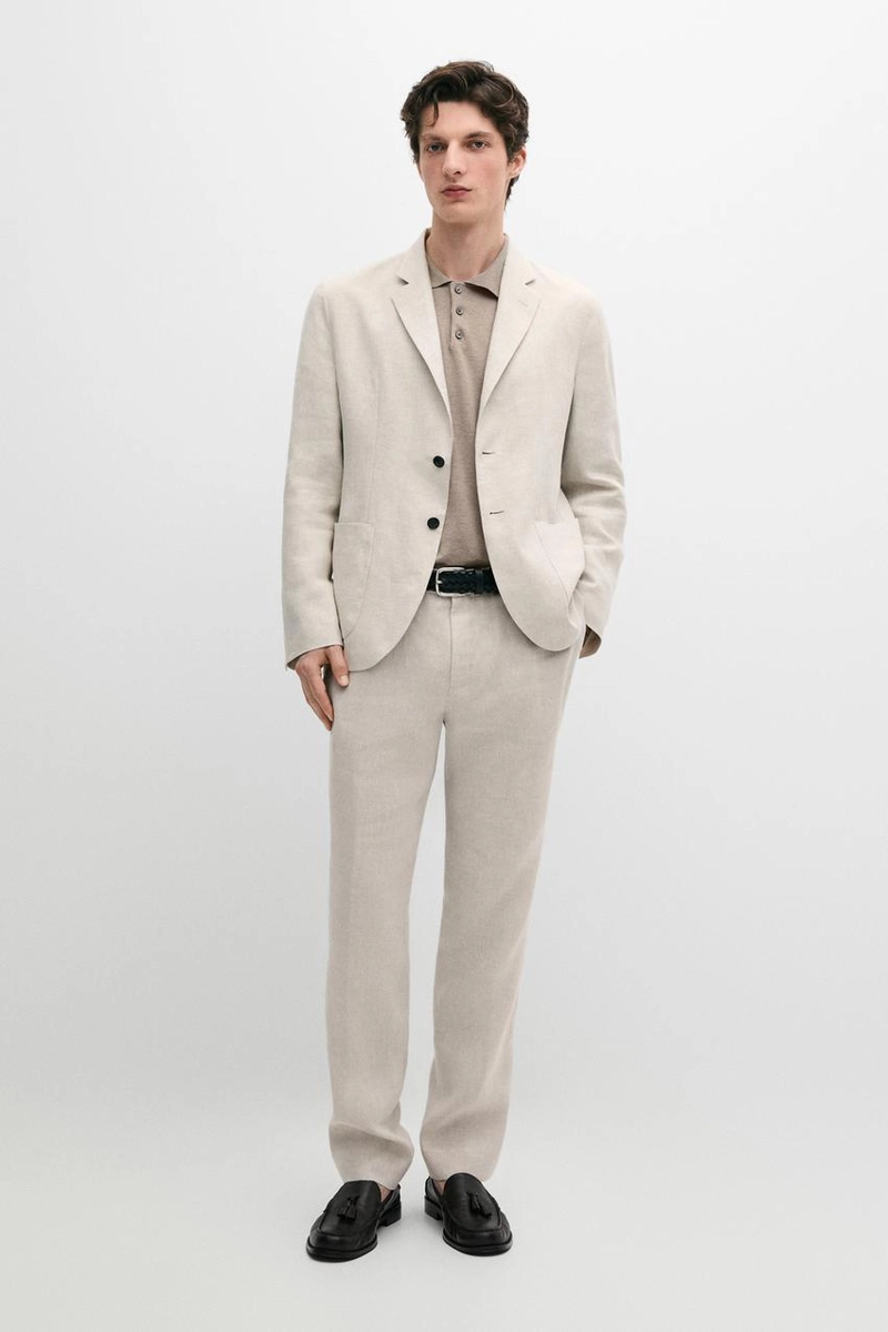 Пиджак из льна с карманами