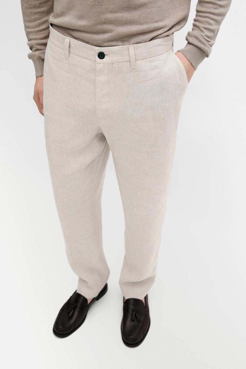 Брюки костюмные из льна