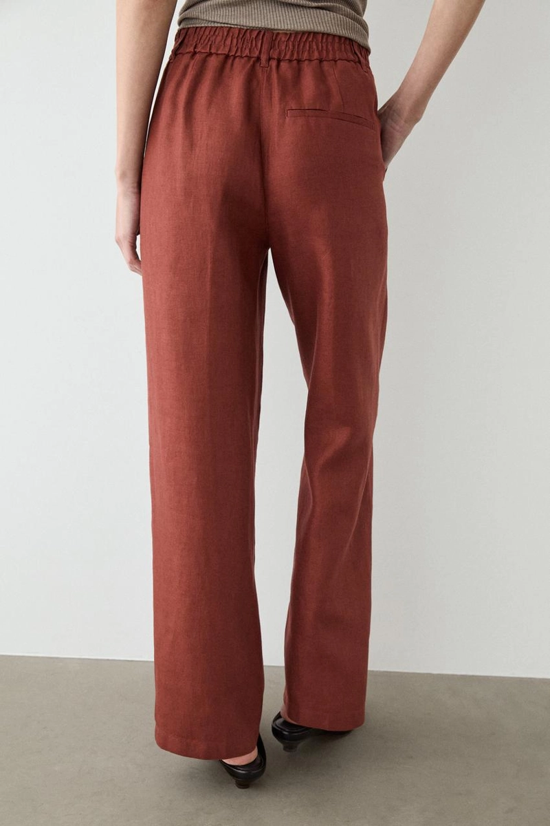 Широкие брюки из 100% льна с эластичным поясом