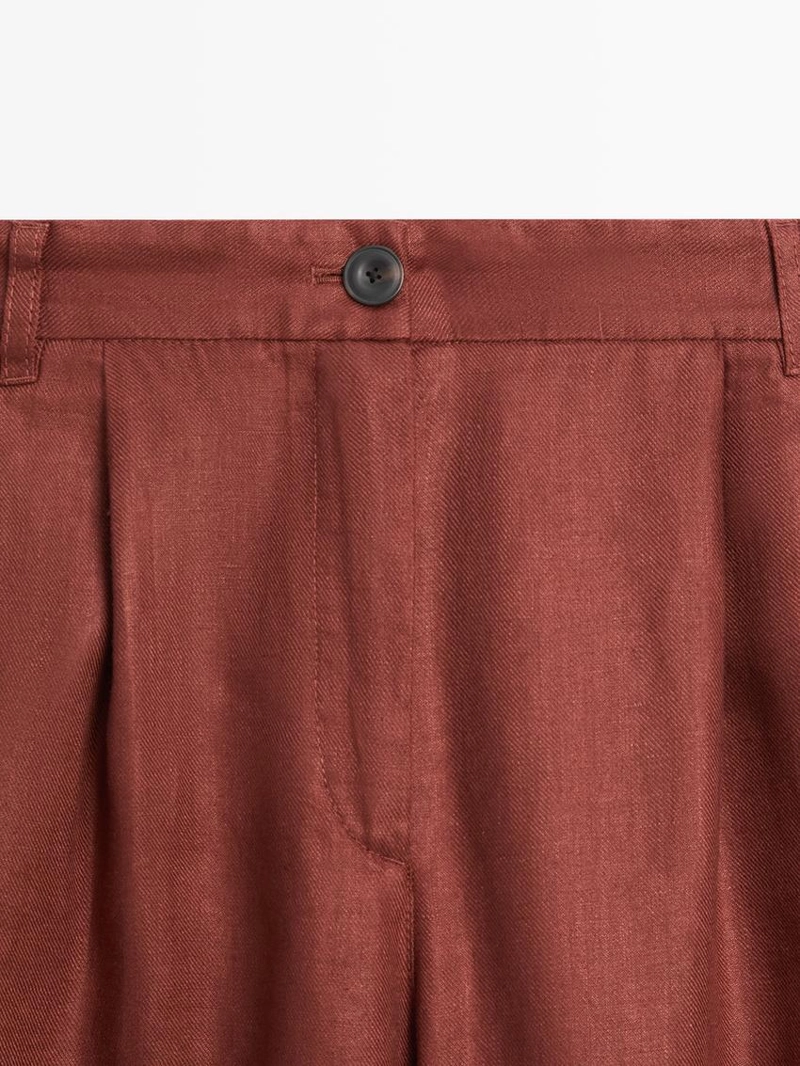 Широкие брюки из 100% льна с эластичным поясом