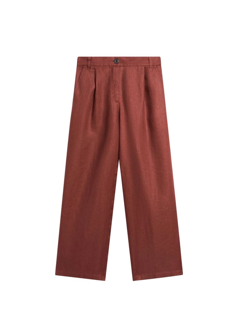 Широкие брюки из 100% льна с эластичным поясом