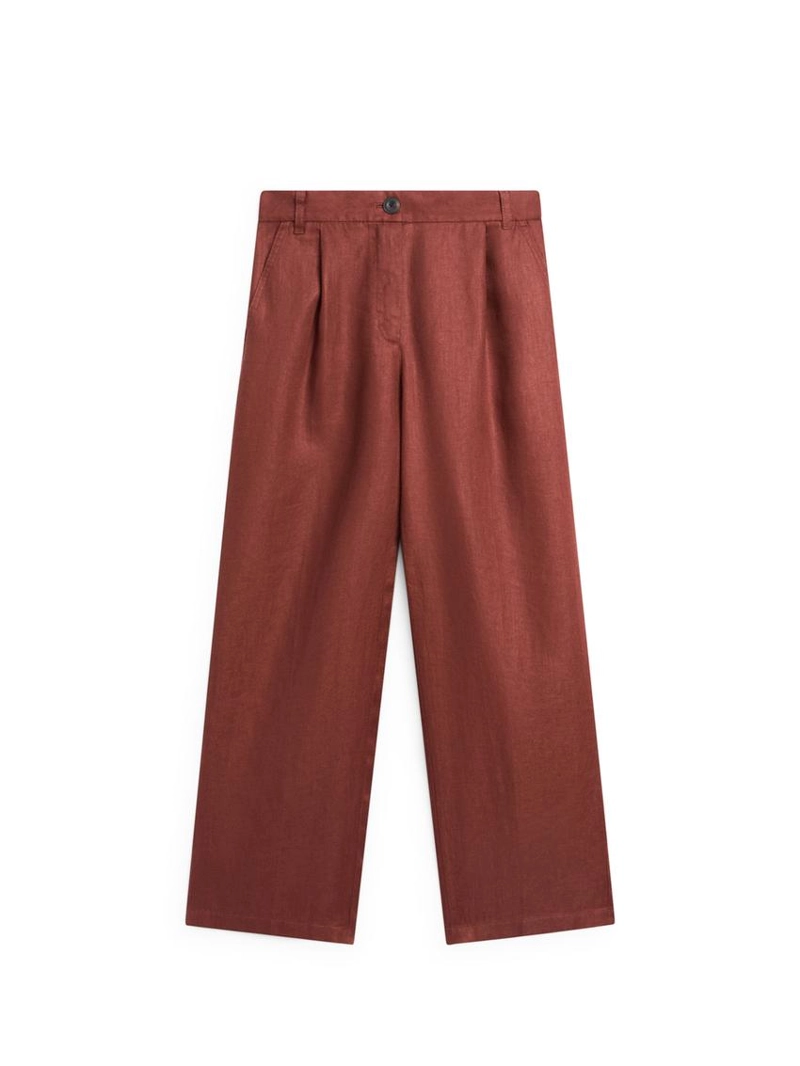 Широкие брюки из 100% льна с эластичным поясом