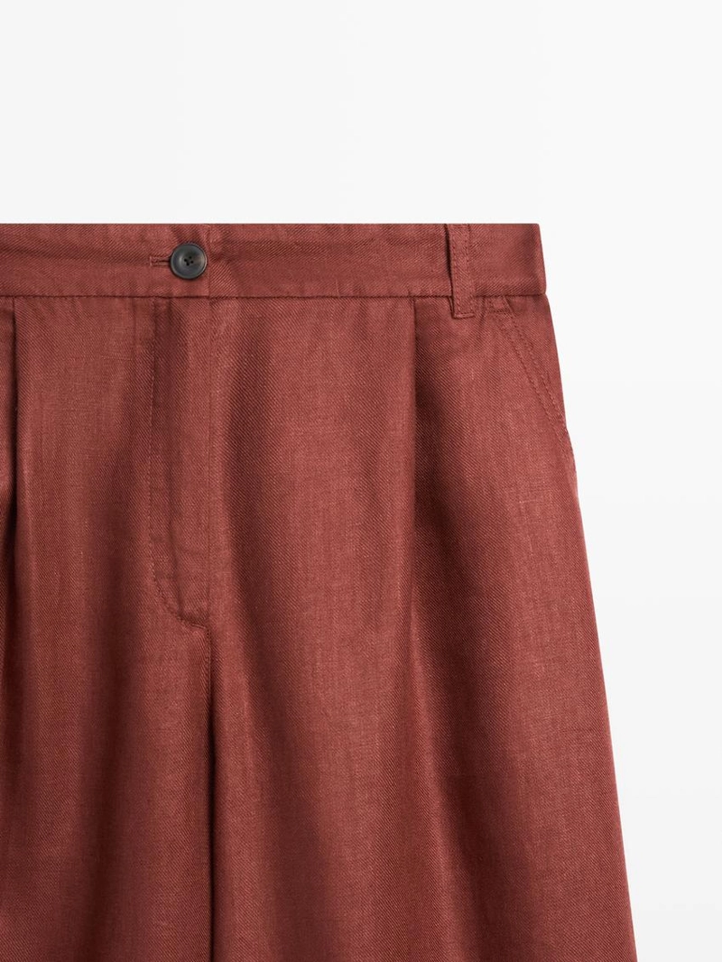 Широкие брюки из 100% льна с эластичным поясом