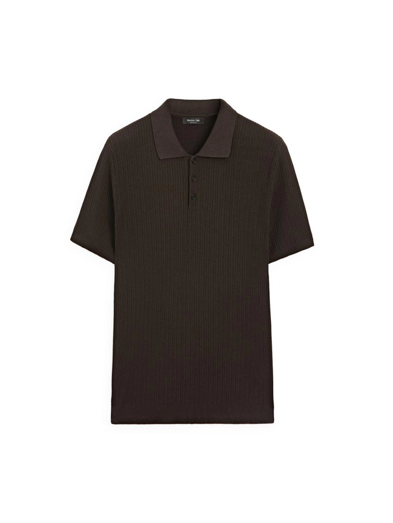 Поло свитер с воротником из 100% хлопка в рубчик