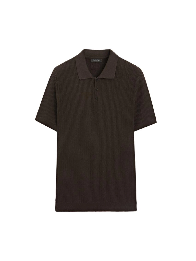 Поло свитер с воротником из 100% хлопка в рубчик