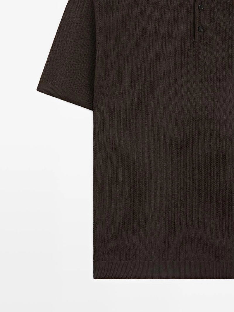 Поло свитер с воротником из 100% хлопка в рубчик