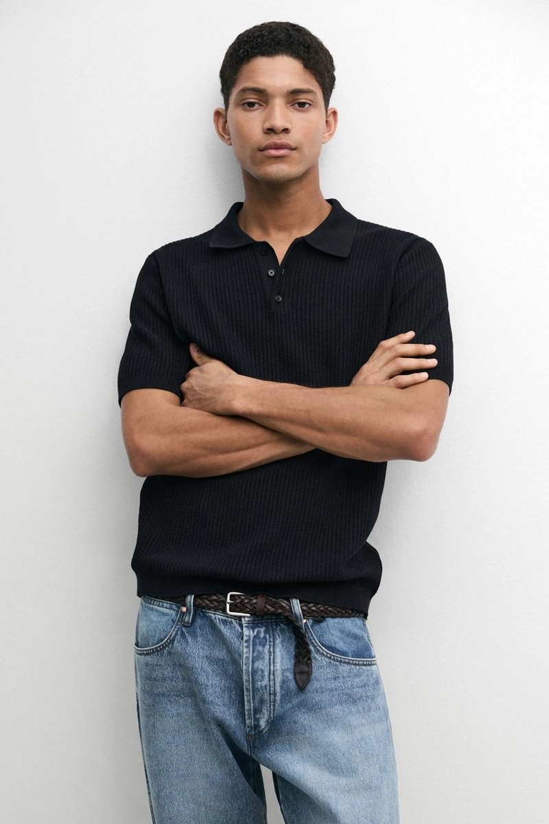 Поло-свитер с воротником из 100% хлопка
