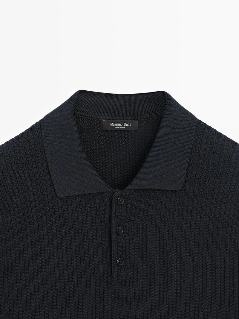 Поло-свитер с воротником из 100% хлопка