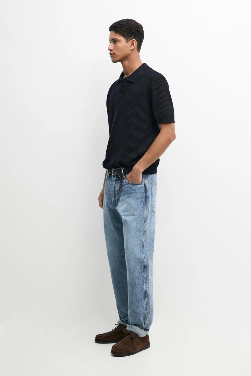 Поло-свитер с воротником из 100% хлопка