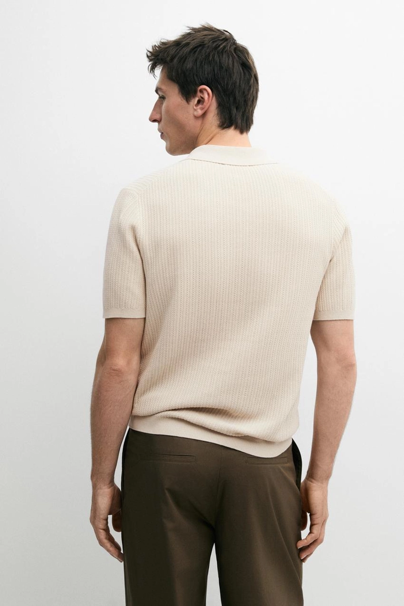 Поло-свитер из текстурированного вязаного хлопка 100%