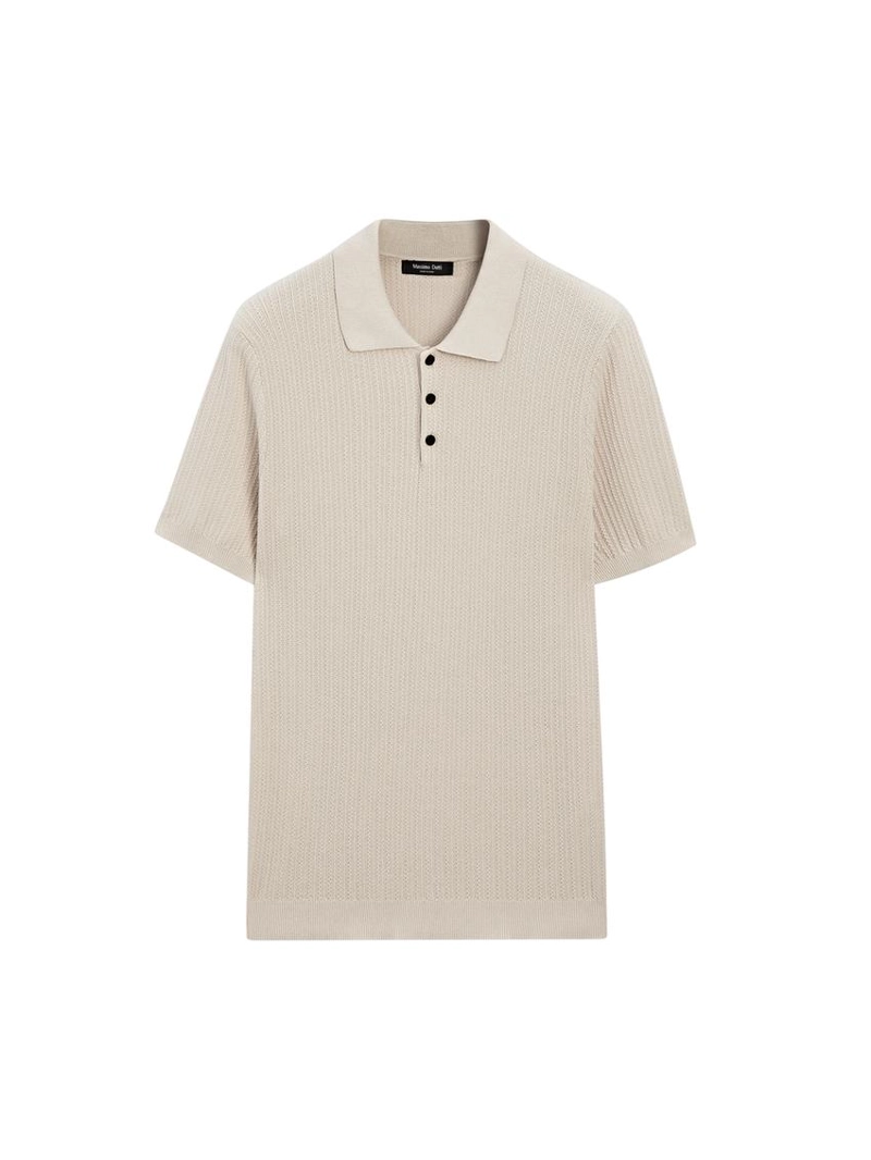 Поло-свитер из текстурированного вязаного хлопка 100%