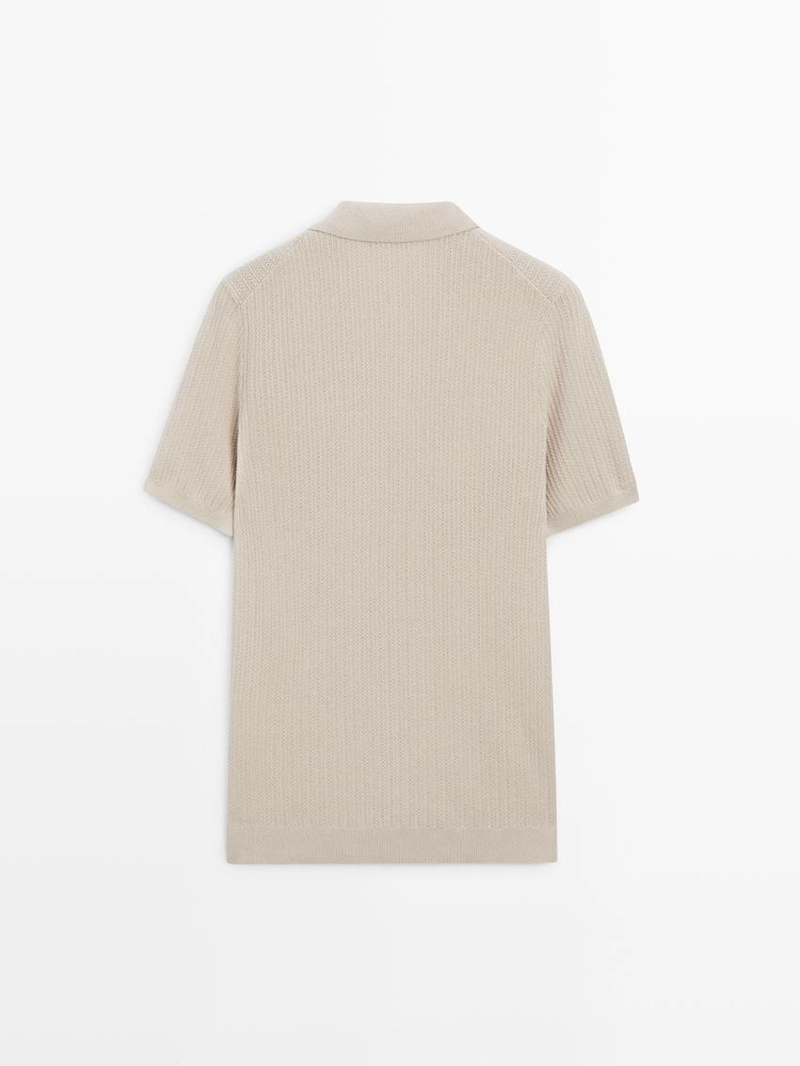 Поло-свитер из текстурированного вязаного хлопка 100%