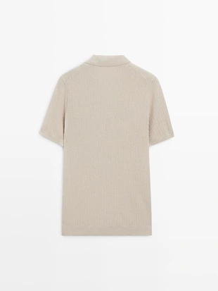 Поло-свитер из текстурированного вязаного хлопка 100%- Заказать в России