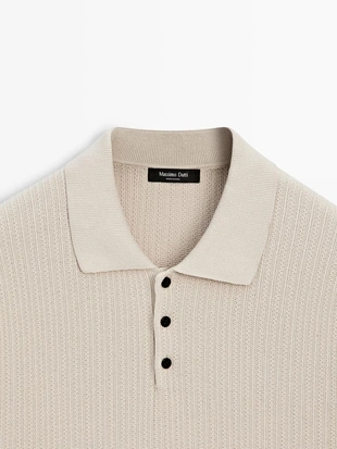 Поло-свитер из текстурированного вязаного хлопка 100%- Заказать в России