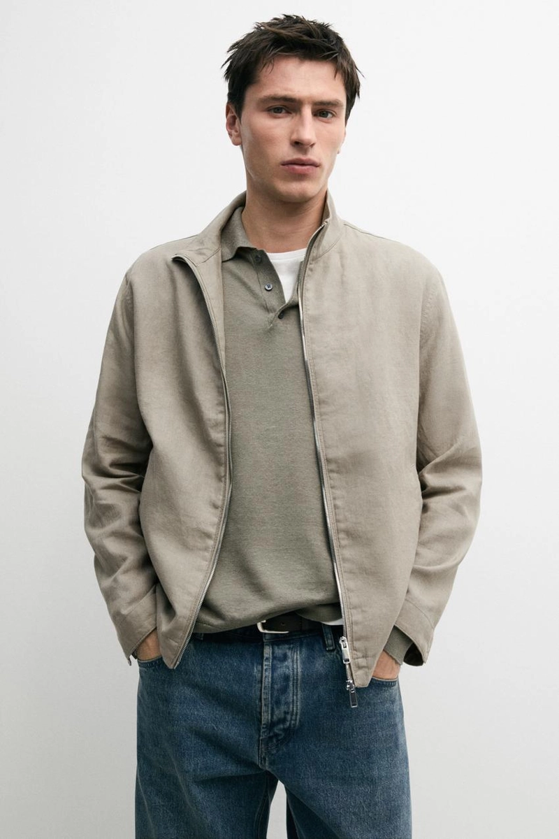 Льняная бомбер-куртка