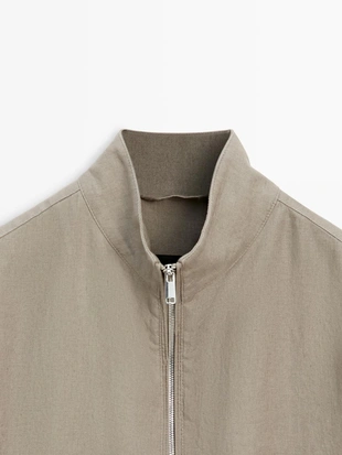 Льняная бомбер-куртка- Заказать в России