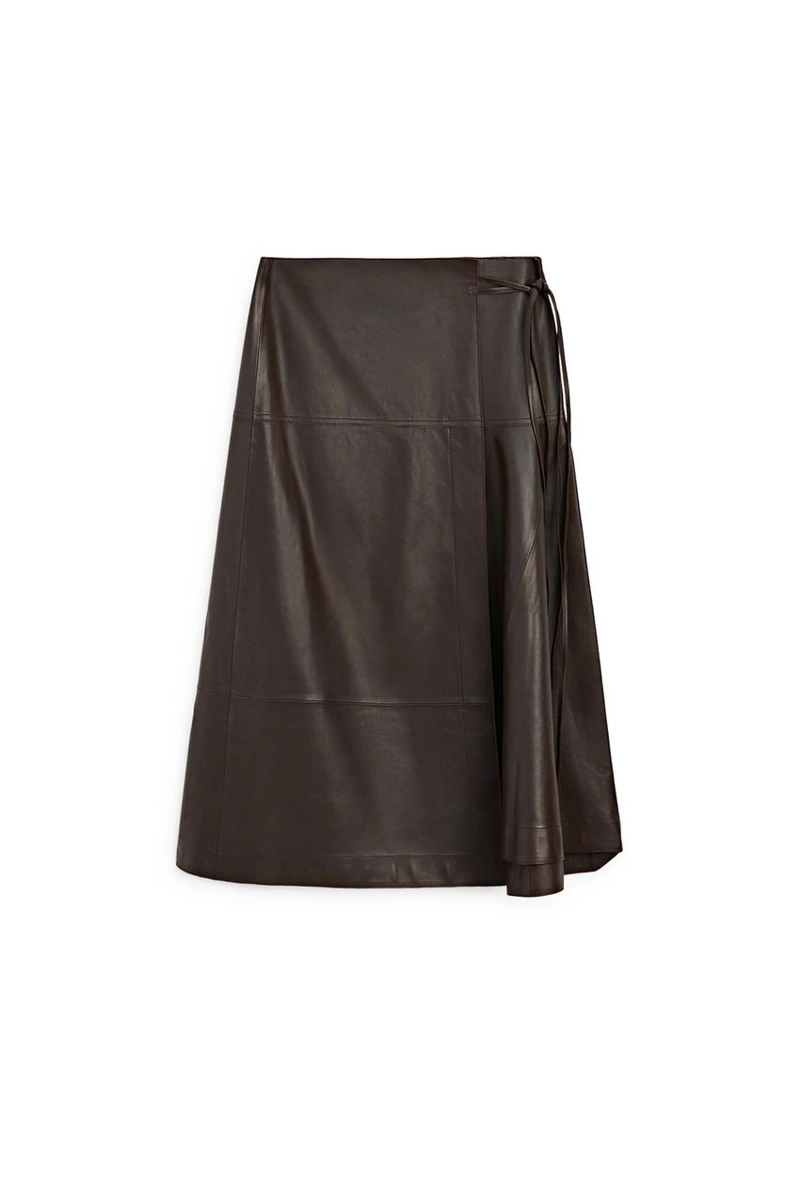 Юбка-миди из овечьей кожи с завязкой