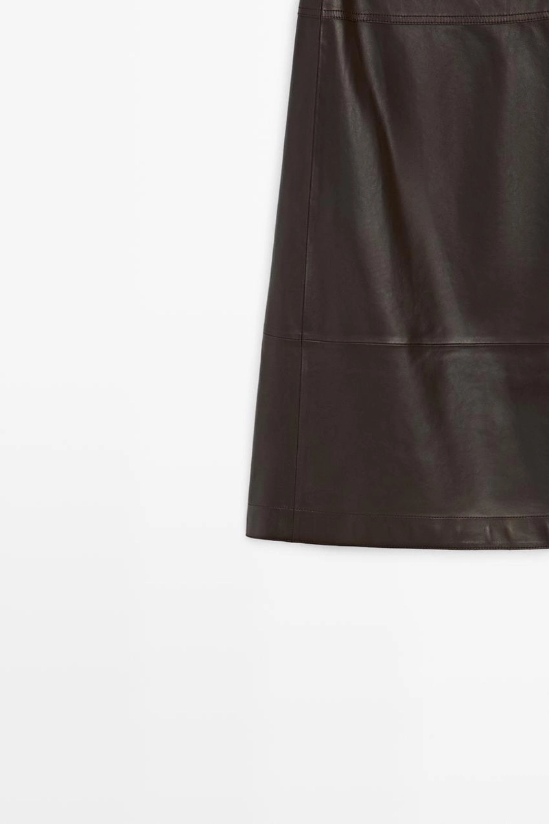 Юбка-миди из овечьей кожи с завязкой