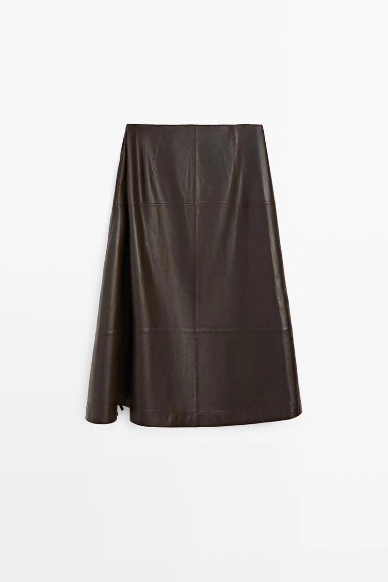 Юбка-миди из овечьей кожи с завязкой