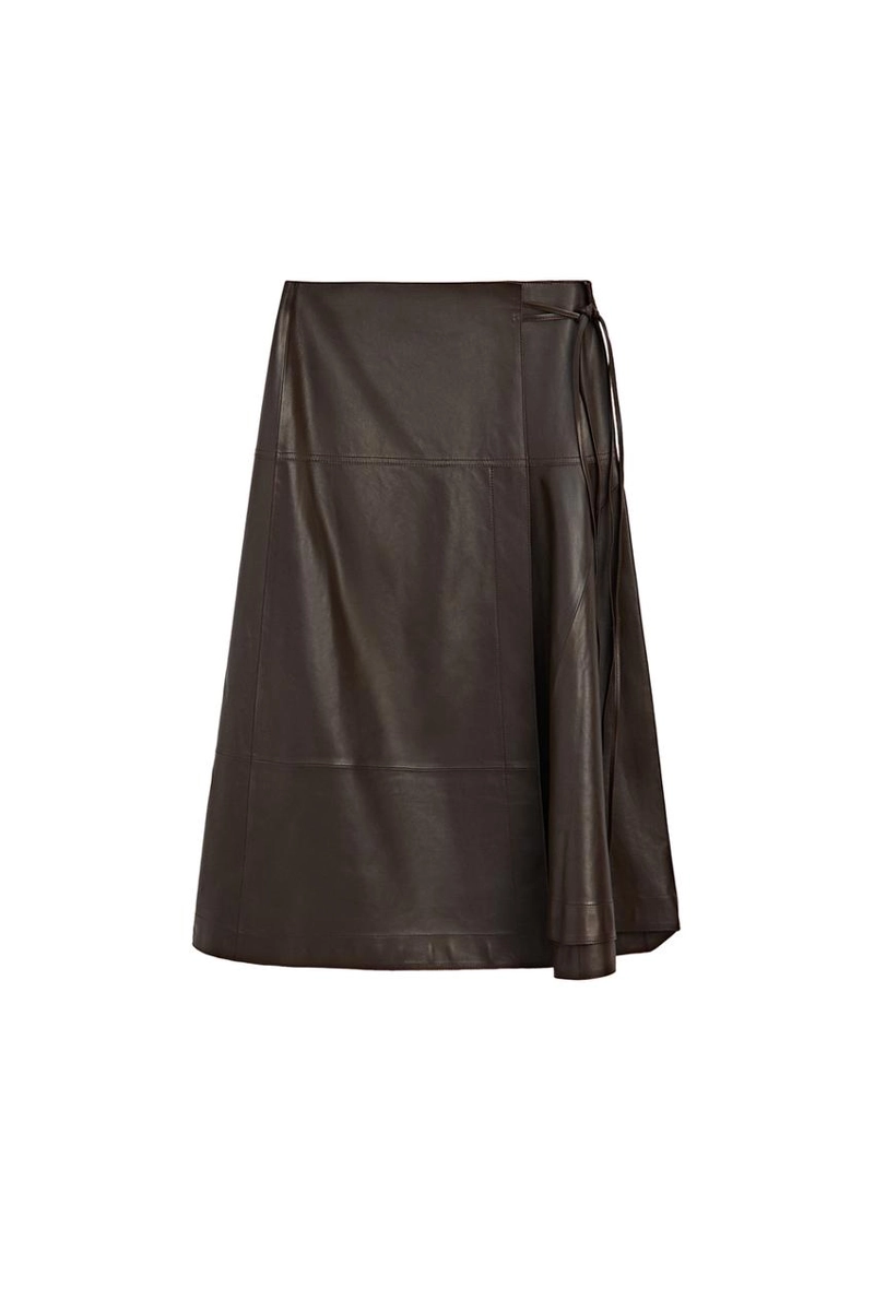 Юбка-миди из овечьей кожи с завязкой