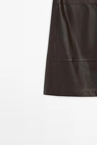 Юбка-миди из овечьей кожи с завязкой- Заказать в России