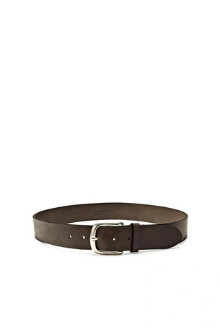 Кожанный ремень с изогнутой пряжкой из нубука- Заказать в России